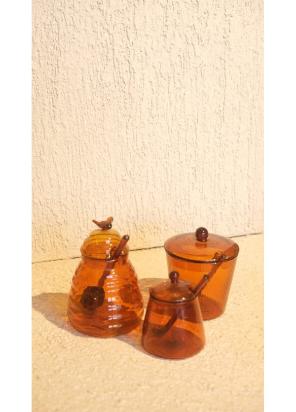 Borosilikat Cam Şekerlik Amber 9x9x11 cm