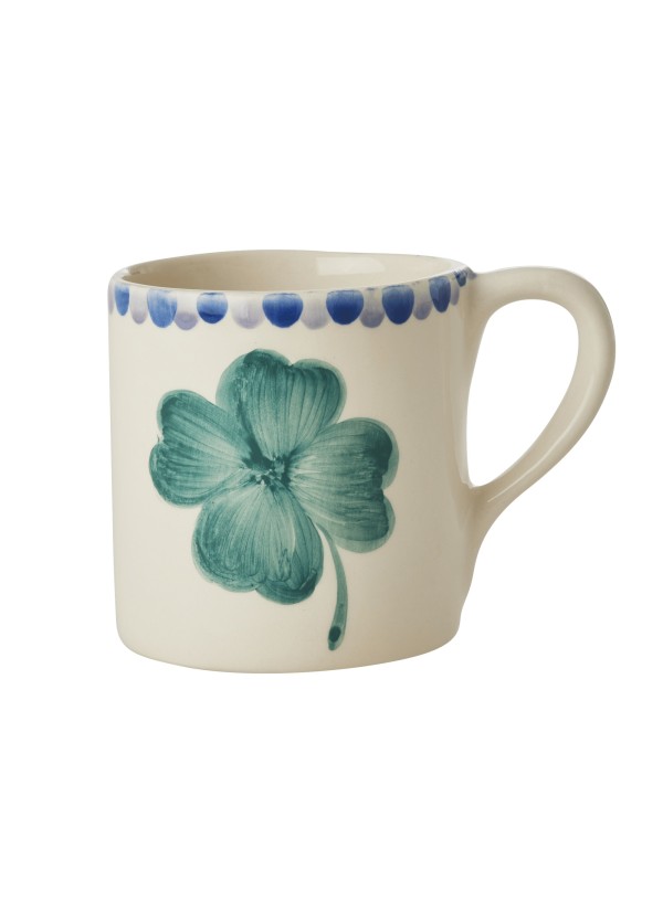 El Yapımı Seramik Mug - Yonca