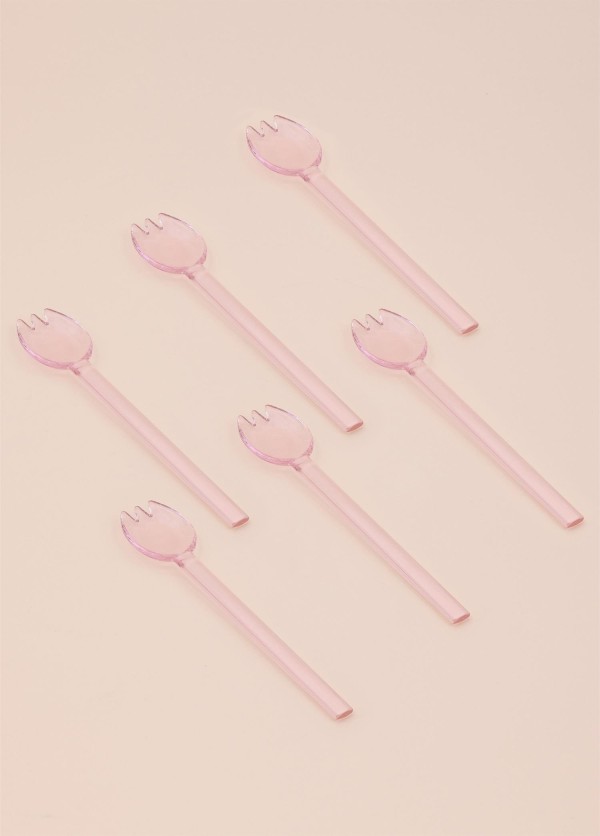 Abiete Dondurma ve Tatlı Kaşığı Pembe 6lı Set