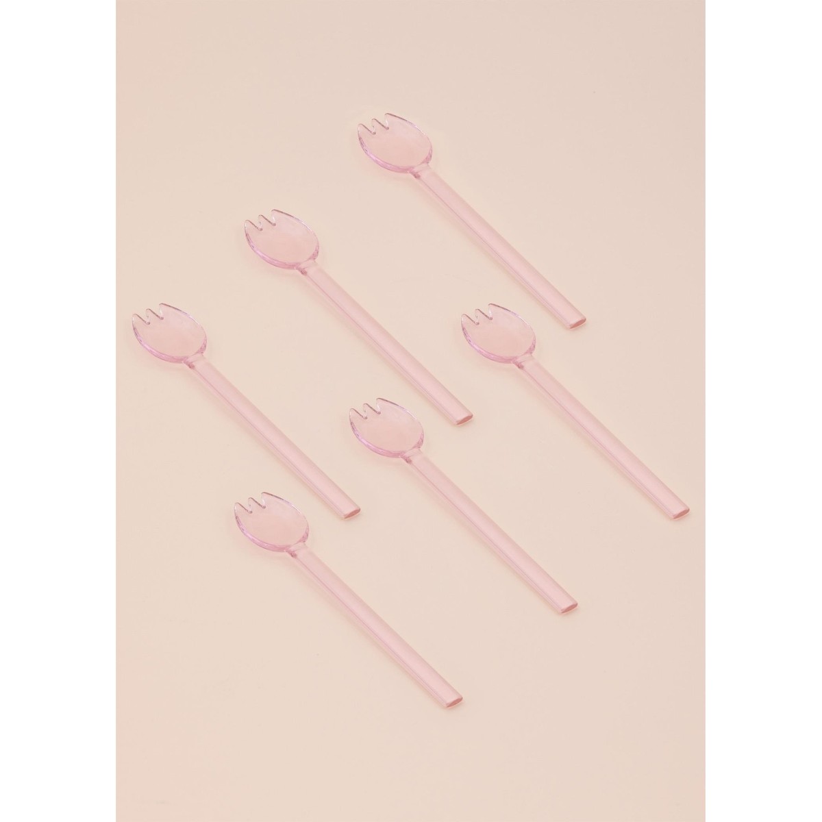 Abiete Dondurma ve Tatlı Kaşığı Pembe 6lı Set