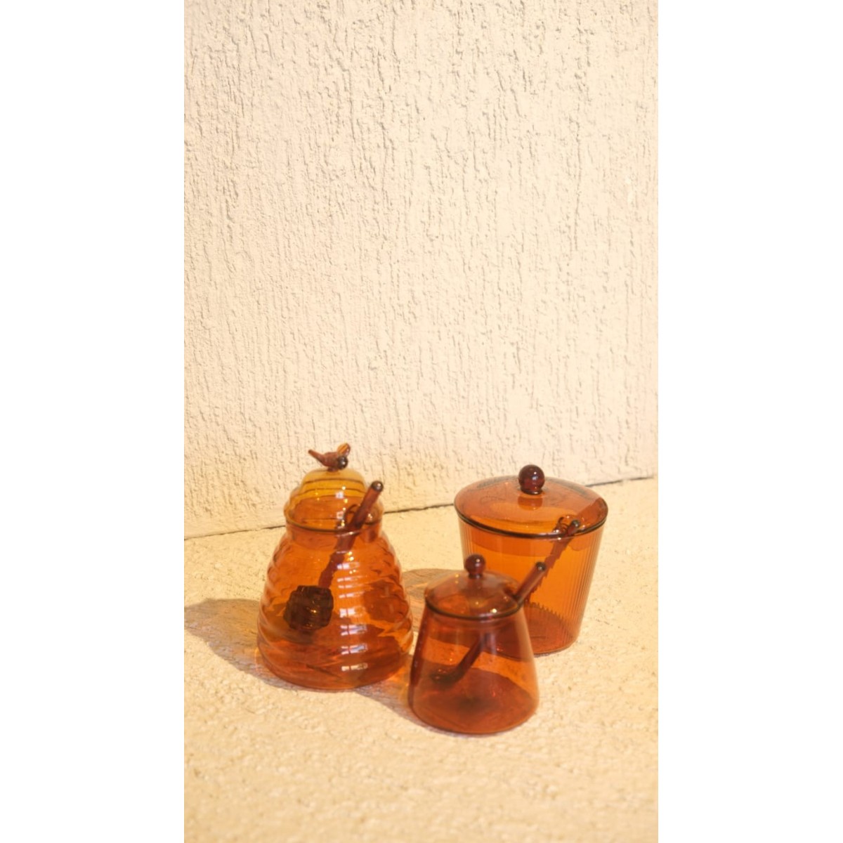 Borosilikat Cam Şekerlik Amber 9x9x11 cm